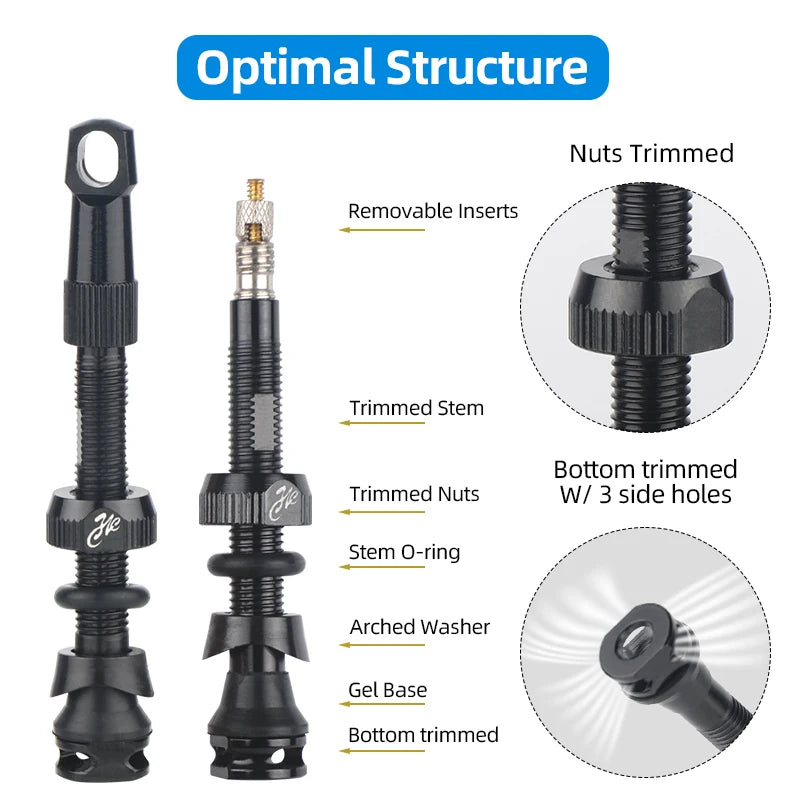 Bicycle Tubeless Tire Valve Carbon Rim Presta Valves 40 50 65 80mm F/V Nipple Detachable Brass Core W/Cap For MTB Bike Air Valve