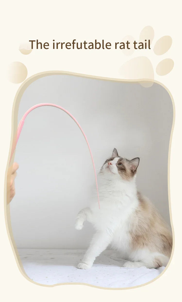 Simulated Mouse Tail Cat Toy Cat Teaser Funny Stick Silicone Long Tail Pet Interactive Toys for Cats Kitten Hunting Pet Products
