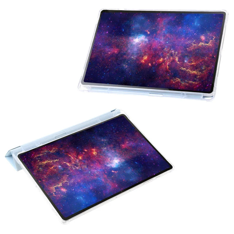 For Samsung Tab S9 Plus Case 12.4" Acrylic Clear Hard Back Stand Smart Cover For Galaxy Tab S9 FE S10 Plus Case With Pen Holder