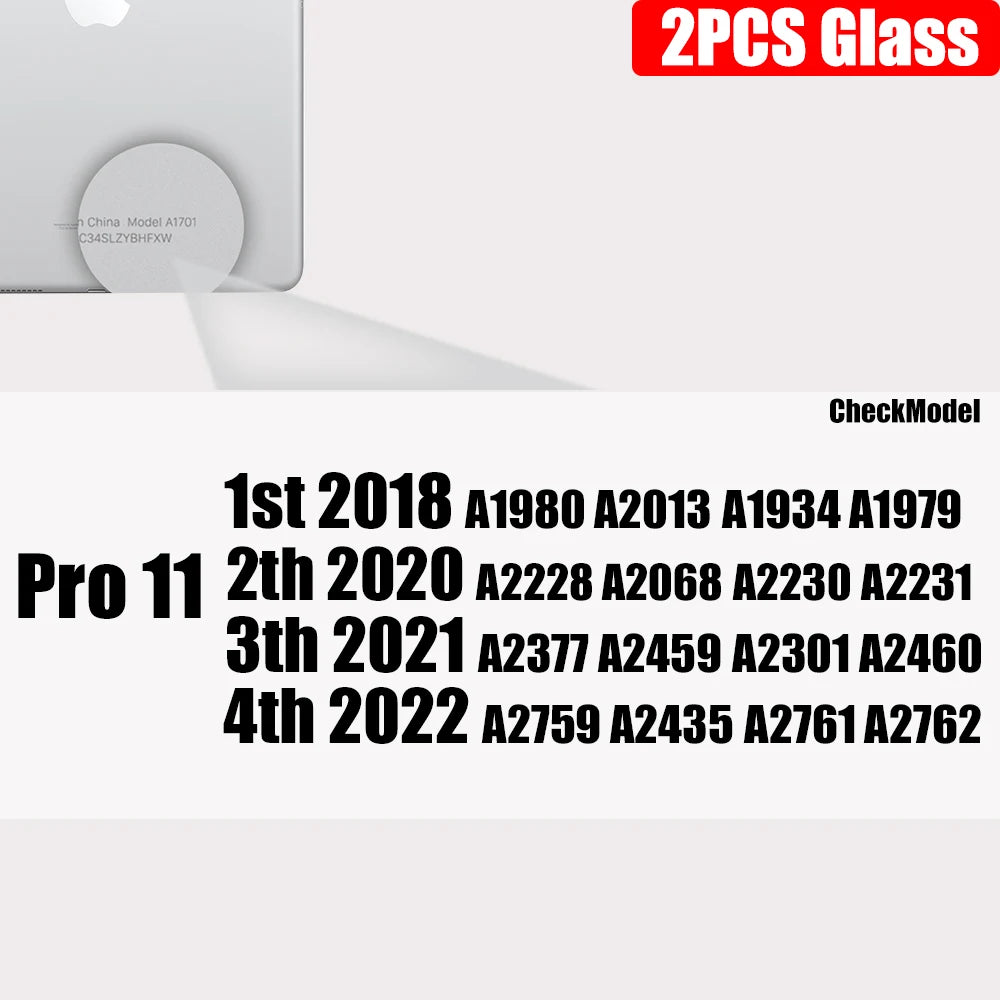 2pcs Clear Tempered Glass For Ipad 9 8 7 6 5 9th Generation 8th 7th 6th Screen Protector For Ipad Pro 11 10.5 9.7 Air 5 4 Mini 6