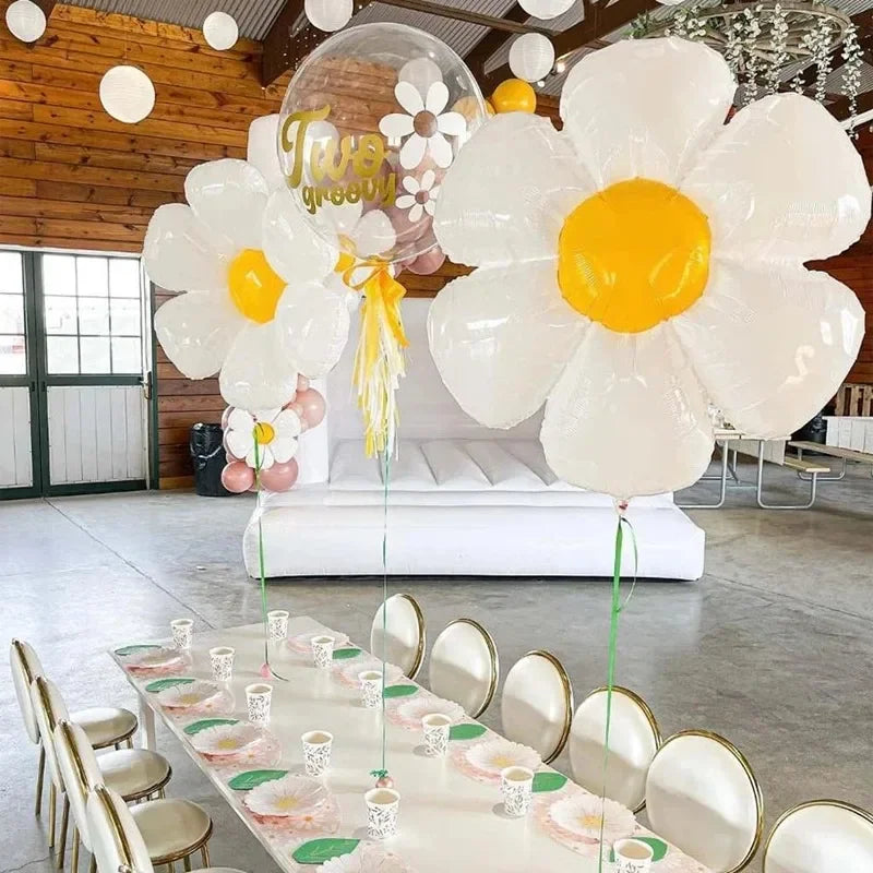1/10Pcs Daisy Balloon Huge White Flower Aluminum Foil Balloons for Birthday Baby Shower Wedding Daisy Party Decorations Supplies