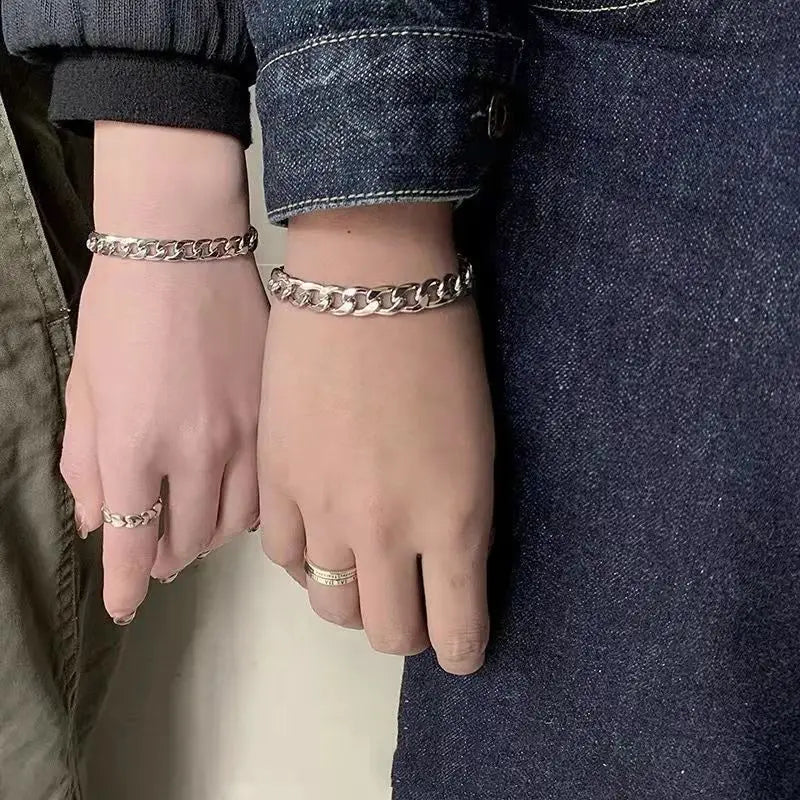 Stainless Steel Cuban Chain Bracelet for Men Women Figaro Vintage Metal Viking Kpop Pulseras Emo Cute Luxury Jewelry Gift
