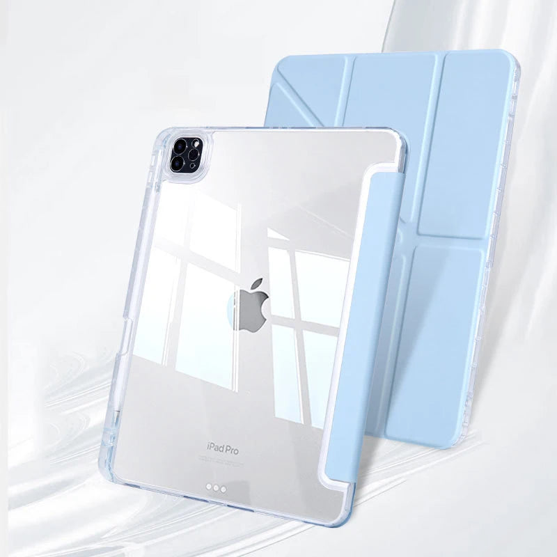 For iPad 2024 Air 6 2022 2018 iPad Pro 11 Air5 Air4 10.9-inch 11-inch transparent tpu multi-angle stand Smart pen holder