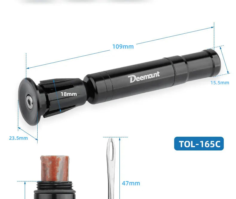 Deemount original Bicycle Tubeless Tire Repair Tool Tyre Drill Puncture for Urgent Glue Free Repair Optional Rubber Stripe