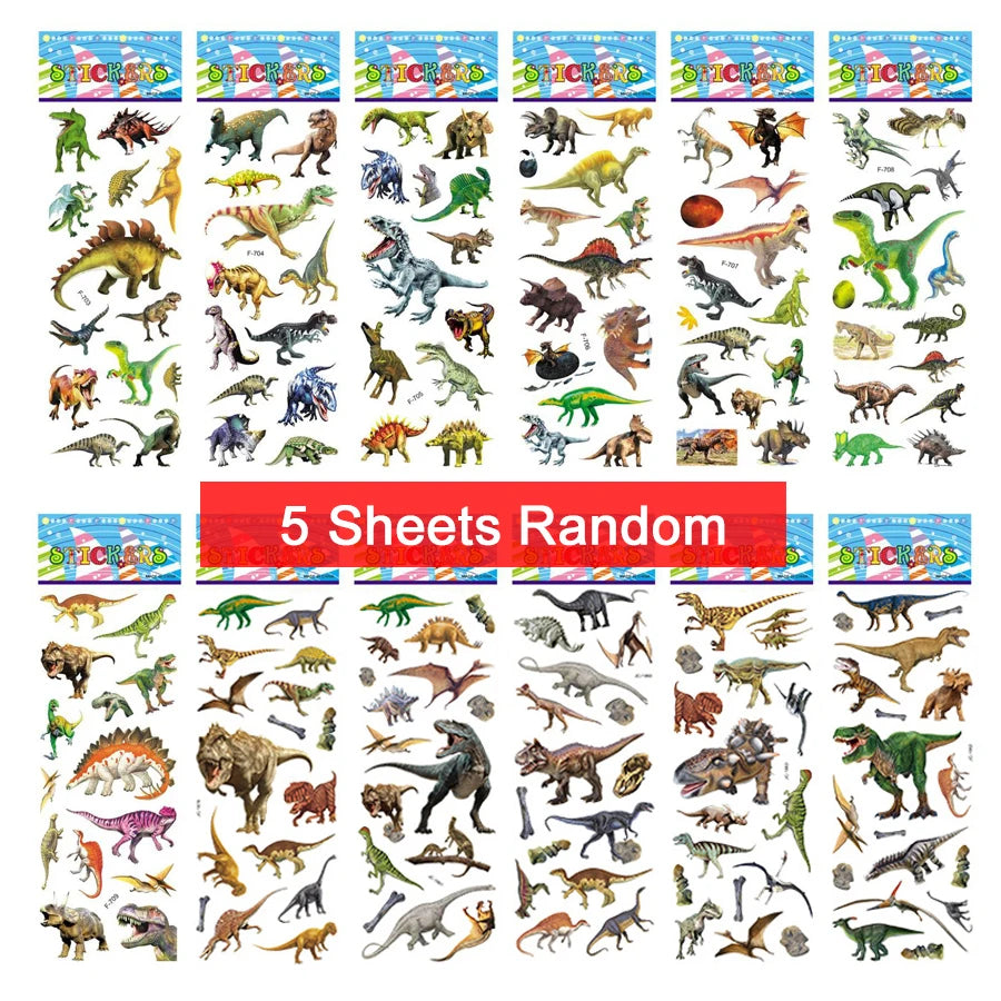5 Sheets Kids Stickers Puffy Stickers for Children Birthday Christmas New Year Gift for Girl Boy Scrapbooking Cartoon Stickers