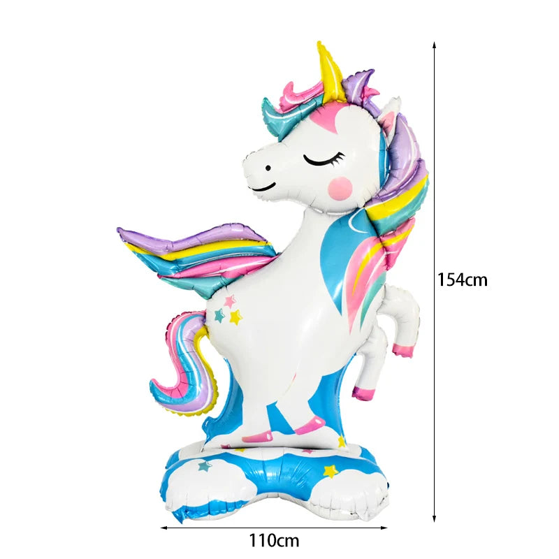 1pc 4D Rainbow Unicorn Foil Balloons For Girls Unicorn Birthday Decor Kids Jungle Birthday Party Elephant Animal Standing Ballon