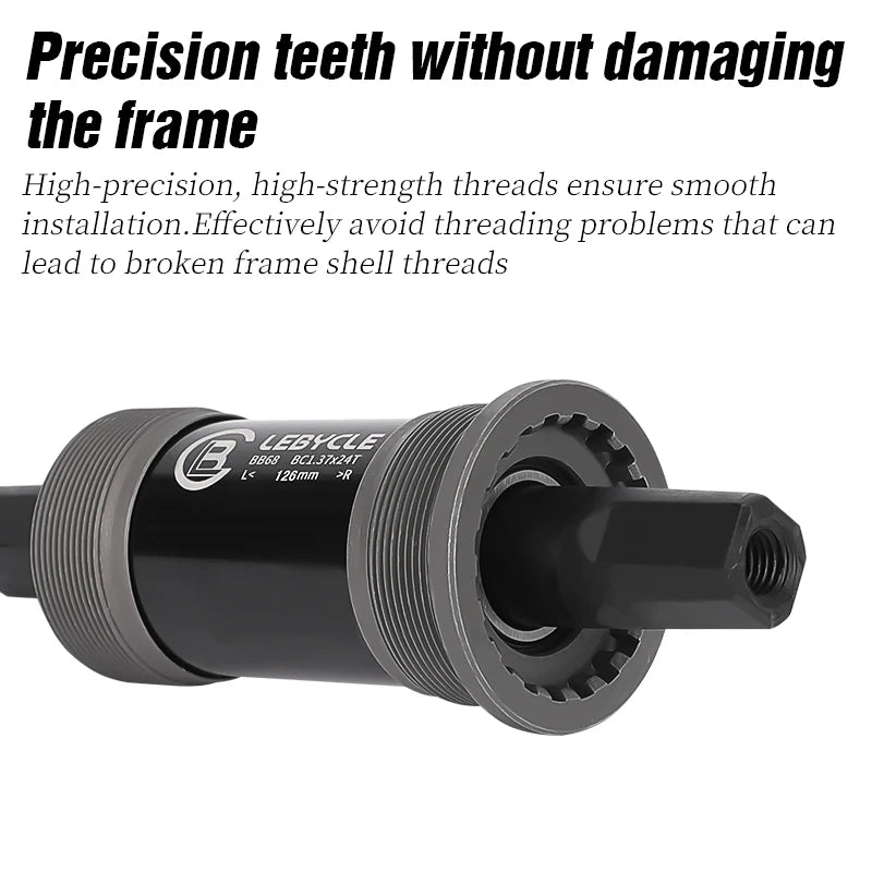 LEBYCLE MTB Road Bicycle Square Bottom Bracket BB68 Threaded Bottom Bracket Bike Hollow Axle 113/120/122.5/124.5/126mm
