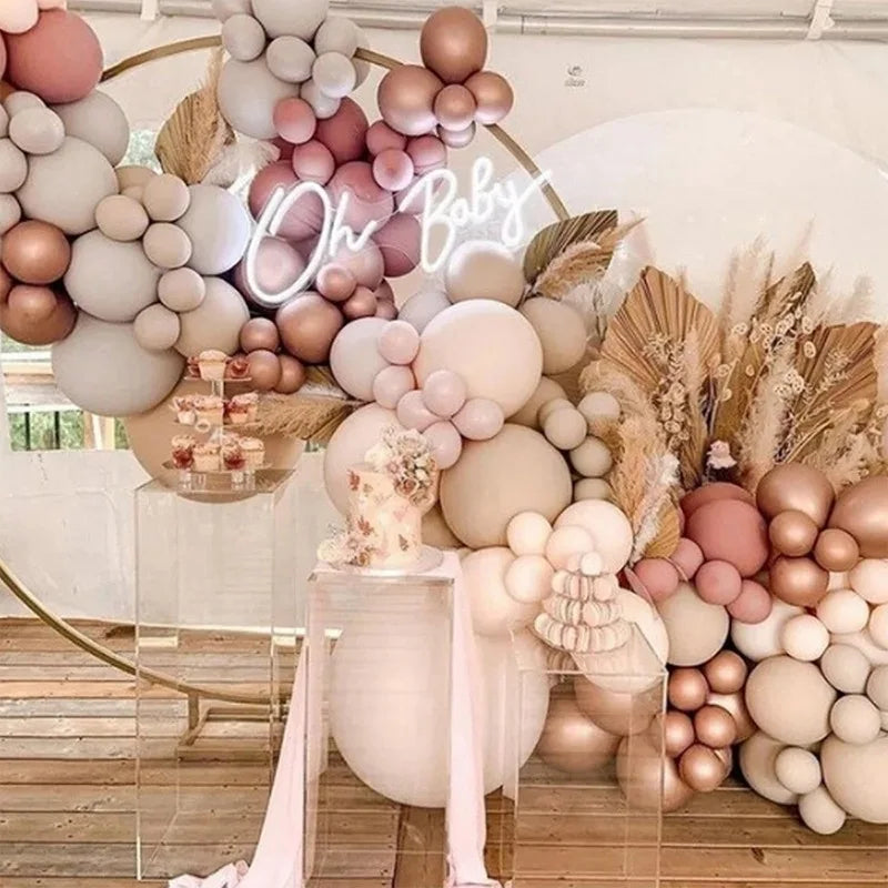 Blush Retro Pink Ivory White Balloons Garland Arch Kit for Birthday Party Wedding Baby Shower Decorations Party Supplies