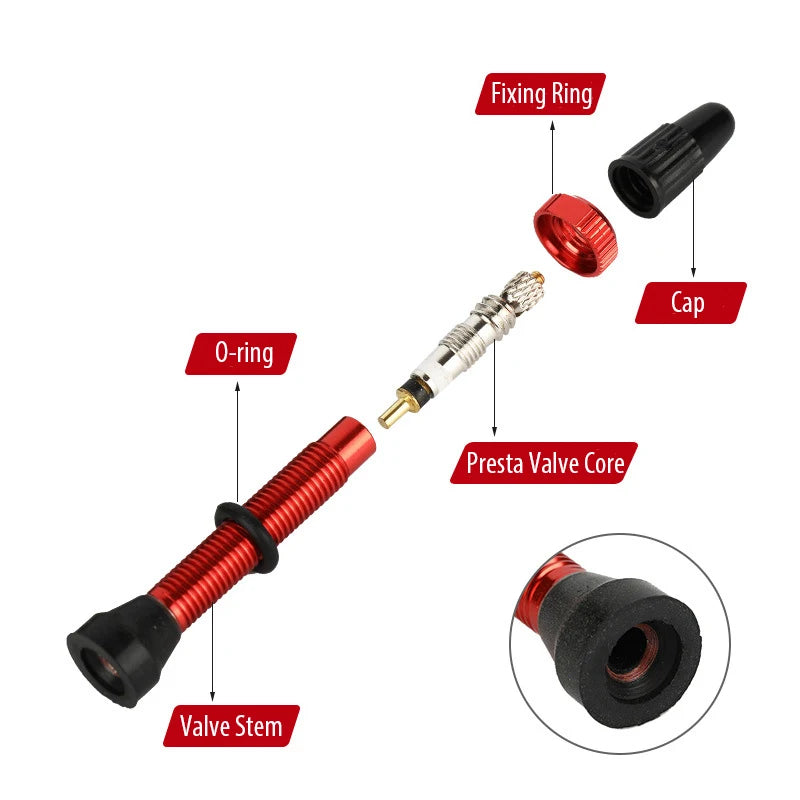 2pcs/bag Bicycle Bike Tubeless Presta Valves Stems Aluminium Alloy 40mm 44mm 48mm 60mm 80mm with Valve Core Removal Tool