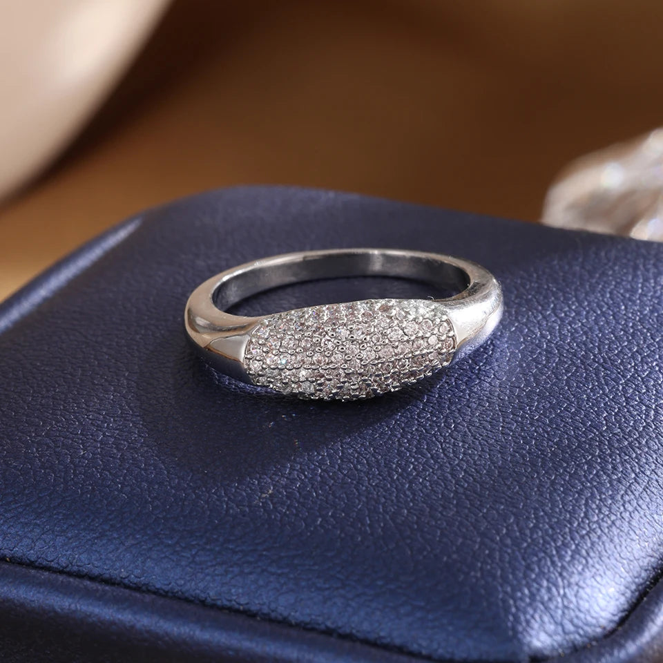 ZAKOL Tiktok Shein Trendy Shiny Micro Pave Zircon Finger Ring White Crystal CZ Minimalist Aesthetic Ring for Women Wholesale