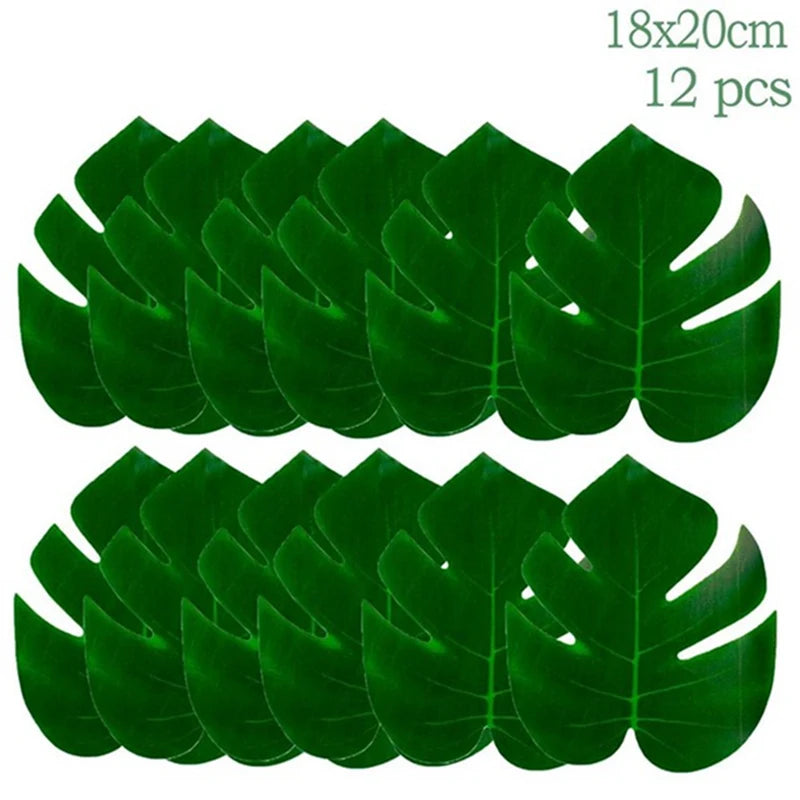 Artificial Tropical Palm Leaves Jungle Party Decoration Safari Animal s Summer Hawaiian Wedding Birthday Party Home Table Decor