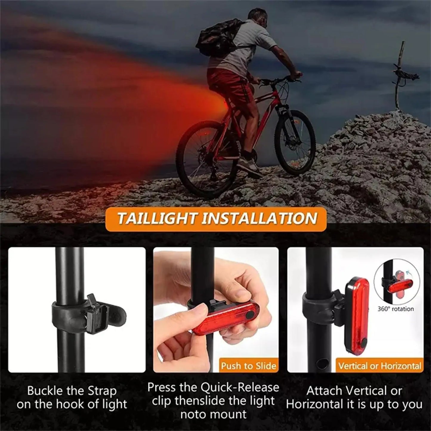 USB Rechargeable Bicycle Light Cycling Rear Light LED Taillight Waterproof MTB Road Bike Light Back Lamp for Bicycle D2K2