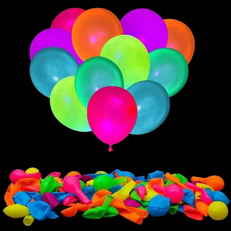 12pcs Neon Glow Balloons Reusable Glow in the Dark Baloon Neon Glow Party Balloon Fluorescent Birthday Party Decor Kids