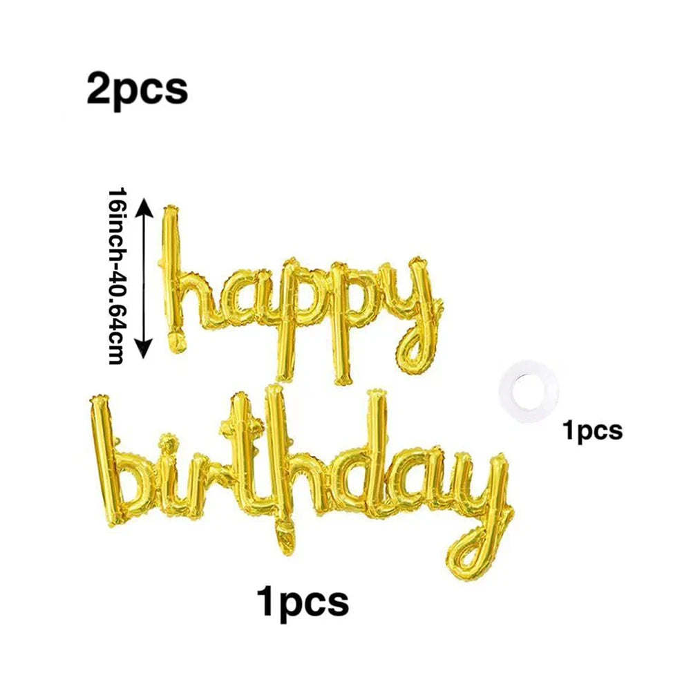 2pcs/set Happy Birthday Balloons Pink Purple Aluminium Foil Balloon Birthday Party Decoration Suppries Home DIY Accessories Prop