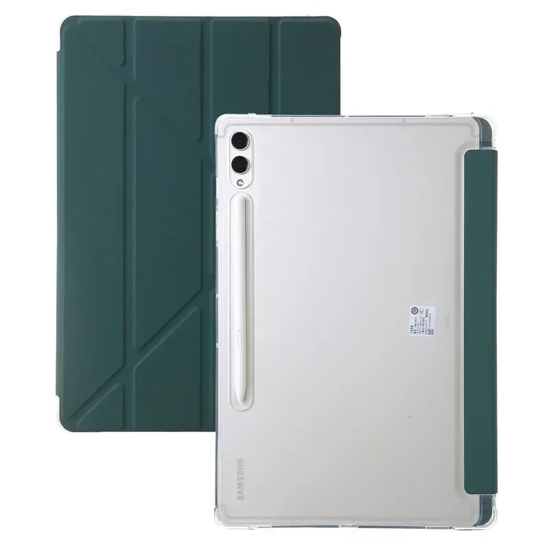 For Samsung Tab S9 Plus Case 12.4" Acrylic Clear Hard Back Stand Smart Cover For Galaxy Tab S9 FE S10 Plus Case With Pen Holder