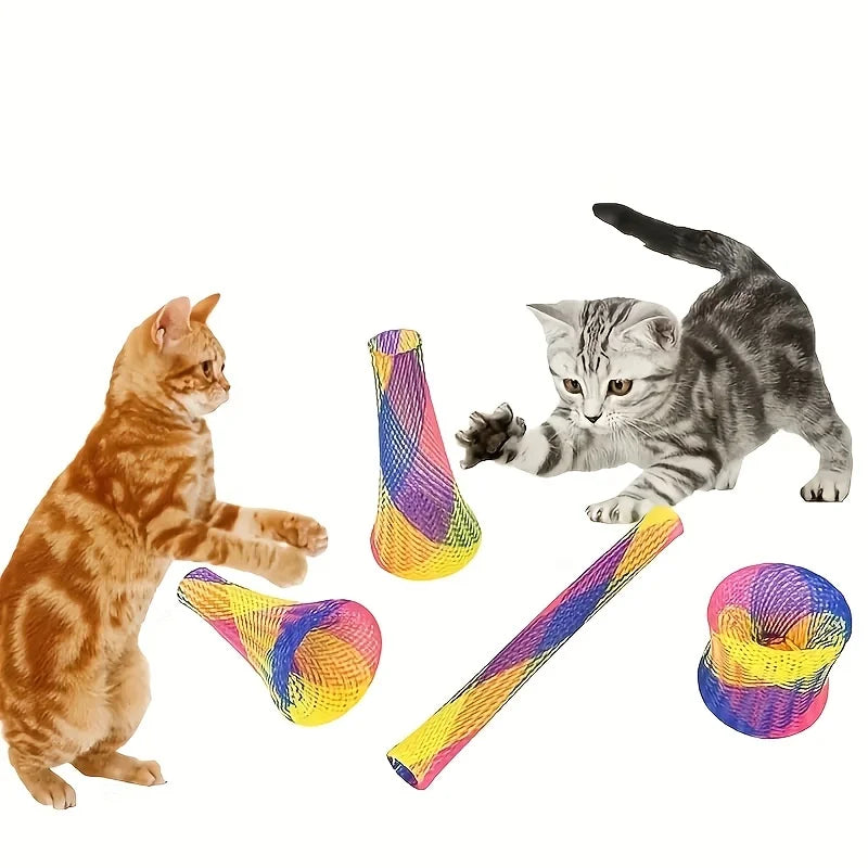 Folding Spring Shaped Toys Colored Elastic Spring Interactive Cat Tearing Stick Providing Fun And Excitement For Pets