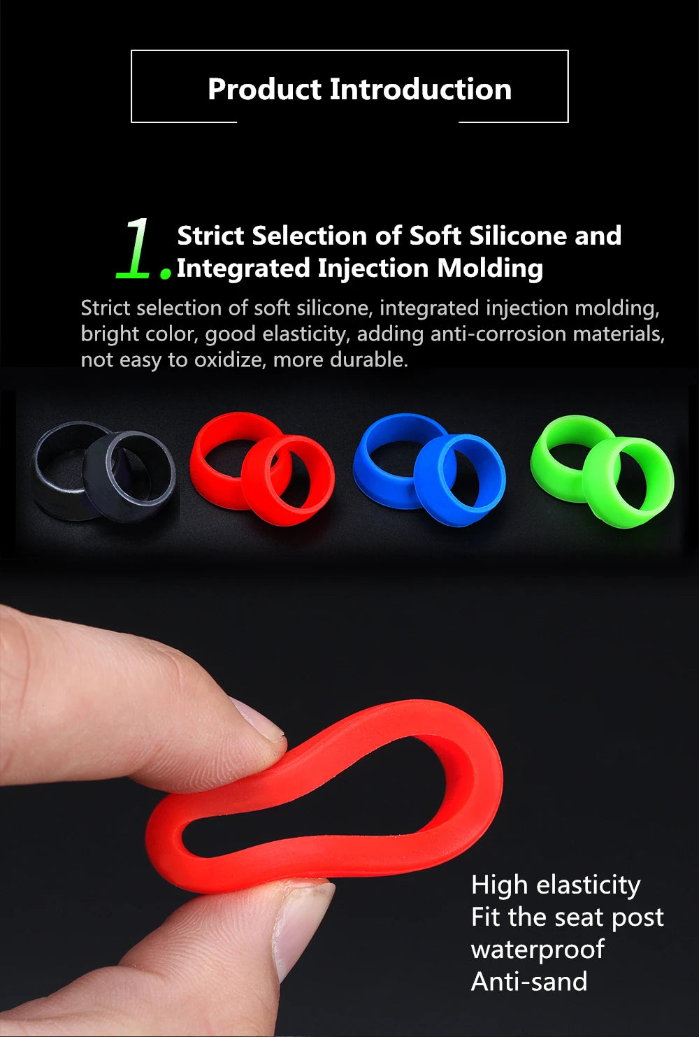 Risk 1Pc Cycling Silicone Waterproof Mountain Bike Seatpost Protective Bicycle Seat Post Rubber Ring Dust Cover