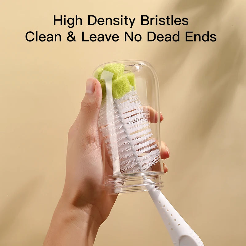 SAIDAH Simple Nylon Sponge Suction Feeding Bottle Nipple Pacifier Brush Set Water Sippy Vacuum Cup Cleaning(2 in 1)
