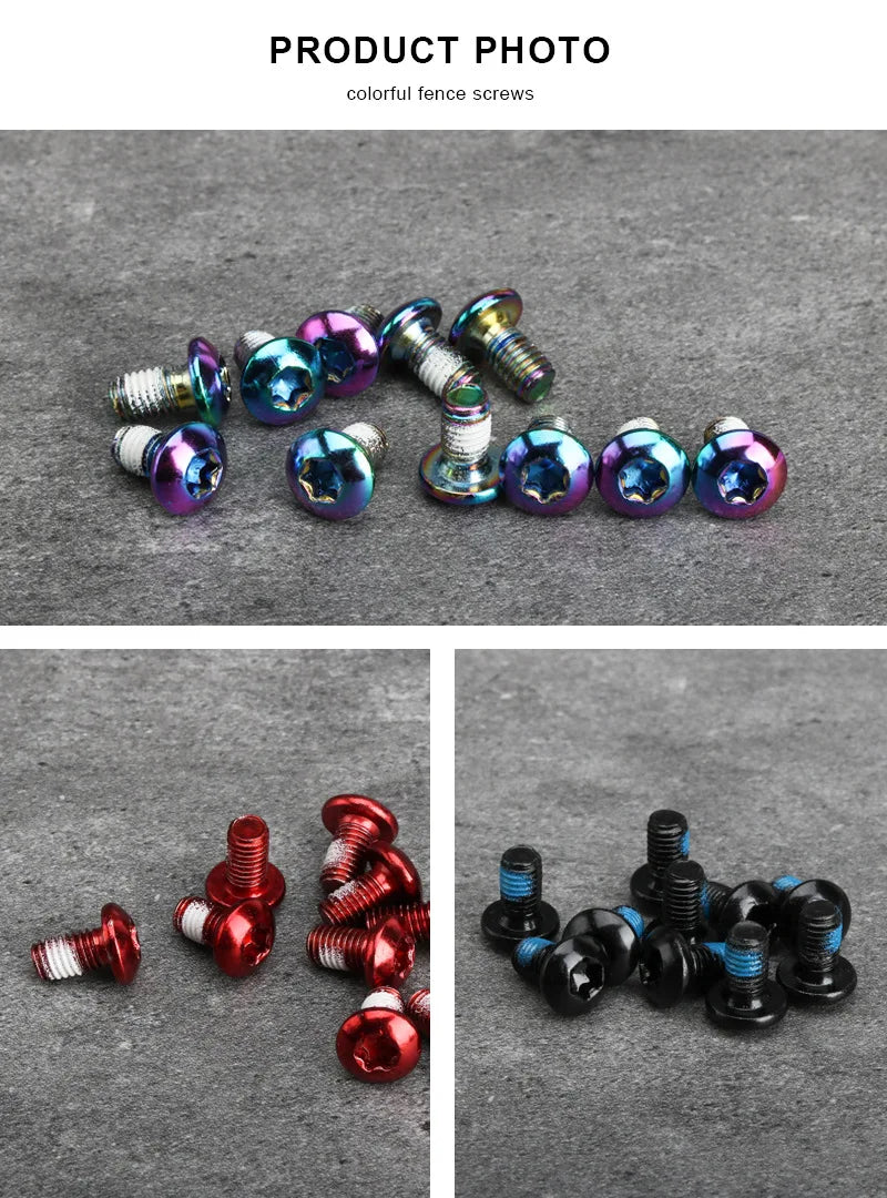 12pcs Bicycle Disc Brake Rotor Torx Bolts T25 M5x9mm Stainless Steel Road Bike Fixing Screws Colorful Cycling Accessory MTB Part