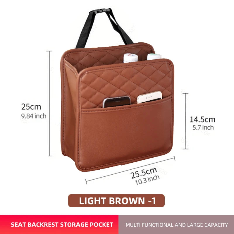 Multifunctional car seat storage bag Leather storage bag Garbage bag Storage bag Suitable for most car models