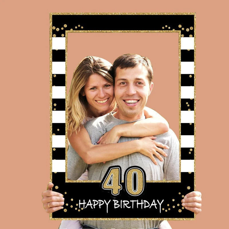 Birthday Photo Booth Frame Props ONE Year Old Birthday Party Decorations Adult Photo Booth Props 1/16/21/25/30/40/50/60th