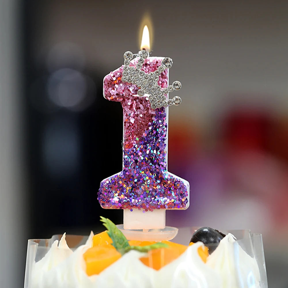 2nd Birthday Candle Cake Topper Colour Changing Creative Number 2 Candle Princess Crown Girl 1st Happy Birthday Party Decoration