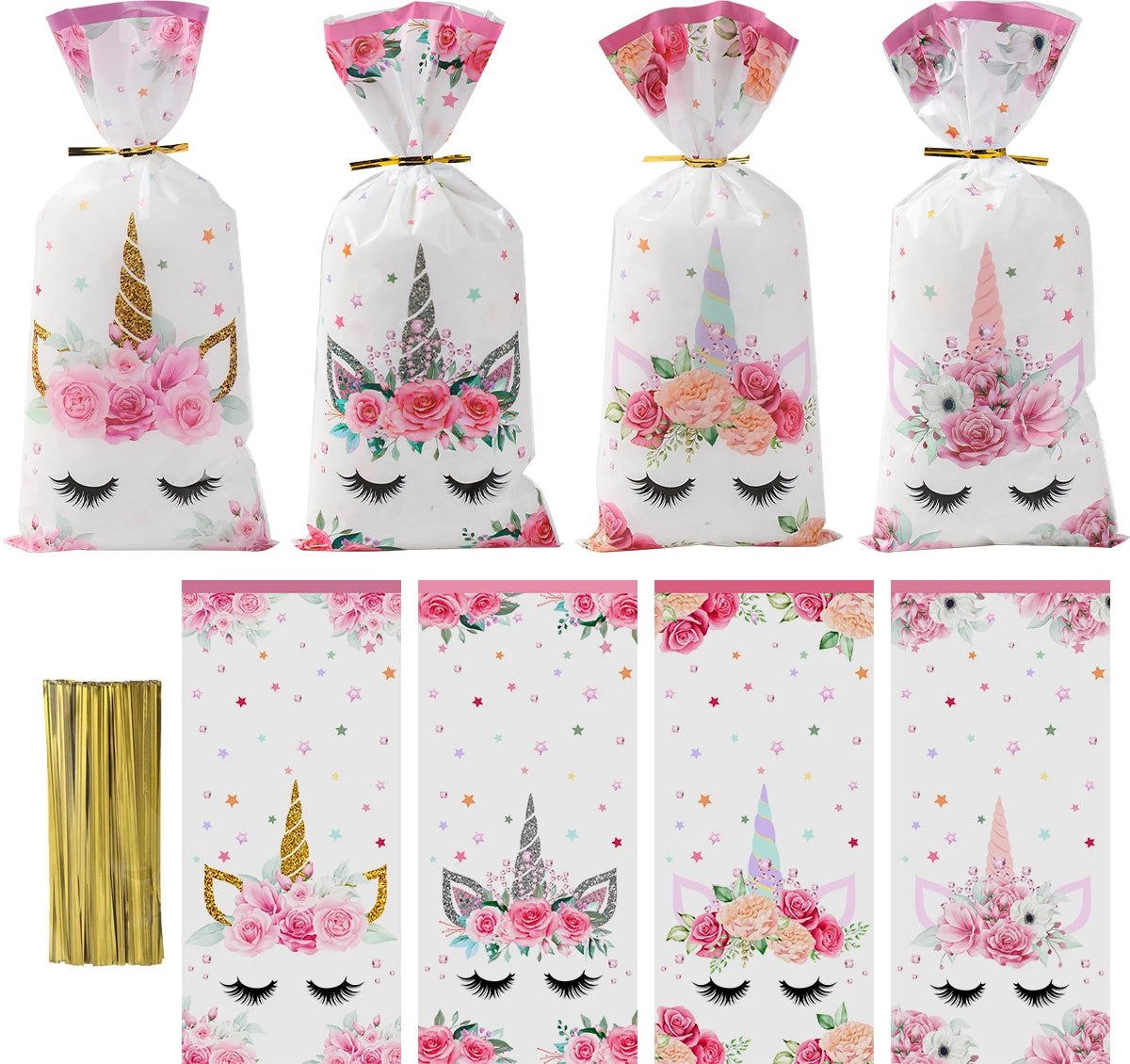 25/50/100pcs Unicorn Theme Candy Packing Bags Unicorn Birthday Party Decoration Kids Baby Shower Wedding Gift Bag Party Supplies