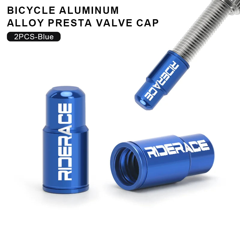 RIDERACE Bicycle Tire Valve Cap Aluminum CNC MTB Road Bike Tube Tyre Gas Nozzle Cover for AV FV Schrader Presta Valve Dustproof
