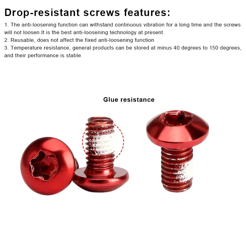 12Pcs Bicycle Disc Brake Screw M5X10mm T25 Plating Titanium Colorful MTB Bike Color Non-slip Disc Screw Cycling Accessories