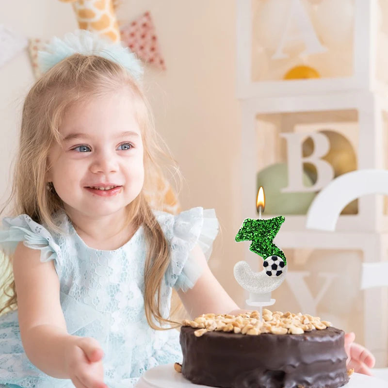 0-9 Number Soccer Cake Candles Kids Sports Theme Football Birthday Party Decoration Favors Cupcake Topper Cake Decor Supplies