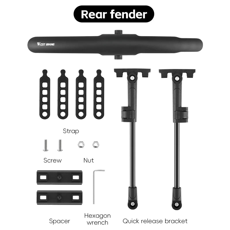 WEST BIKING Road Bike Fender Aerodynamic Lightweight Bicycle Mudguard Set Adjustable Front Rear Mud Protector Bike Accessories