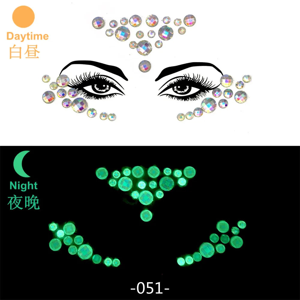 3D Rhinestone Bright Face stickers for festival Glitter Makeup Jewelry Sticker on Face crystals Gems jewels diamonds decoration