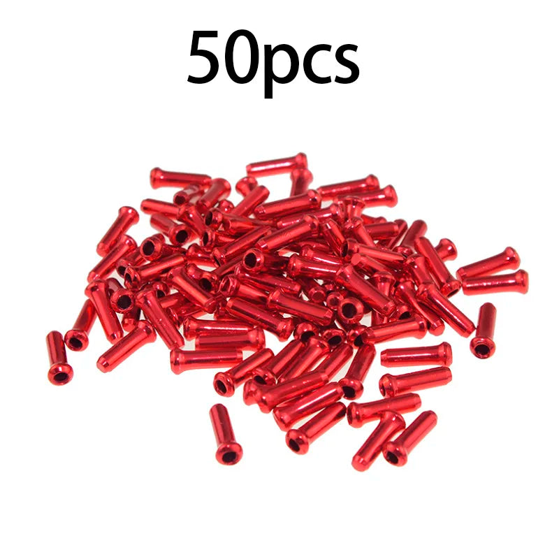 50/100pcs Bicycle Cable End Caps Aluminum Alloy Bike Brake Shifter Cable Tips Wire End Cap Multiple Colors Bike Line Core Caps