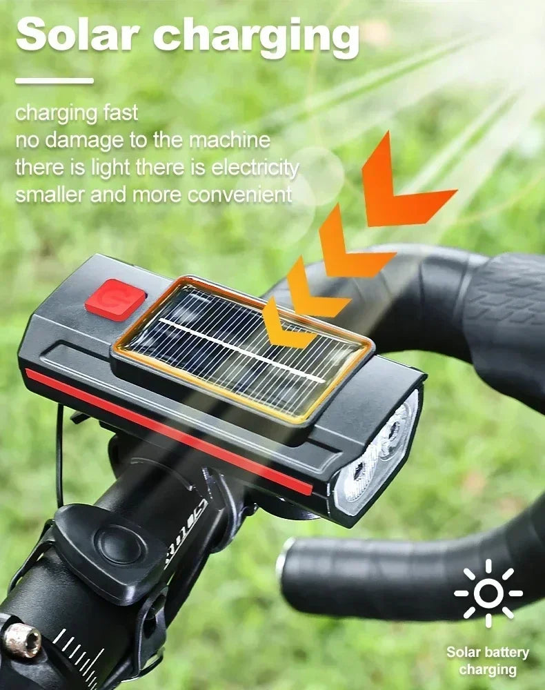 Bicycle Front Light USB Rechargeable with 120dB Horn Highlight Mtb Road Bike Headlight Night Riding Warning Lamp Cycling Light