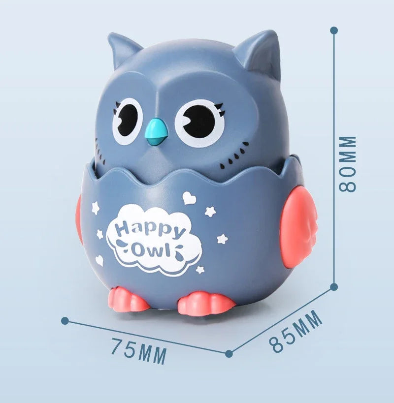 Kids Classic Wind Up Interactive Owl Shaped Press Mechanical Sliding Toys Toys for Boys Girls Birthday Xmas Gift