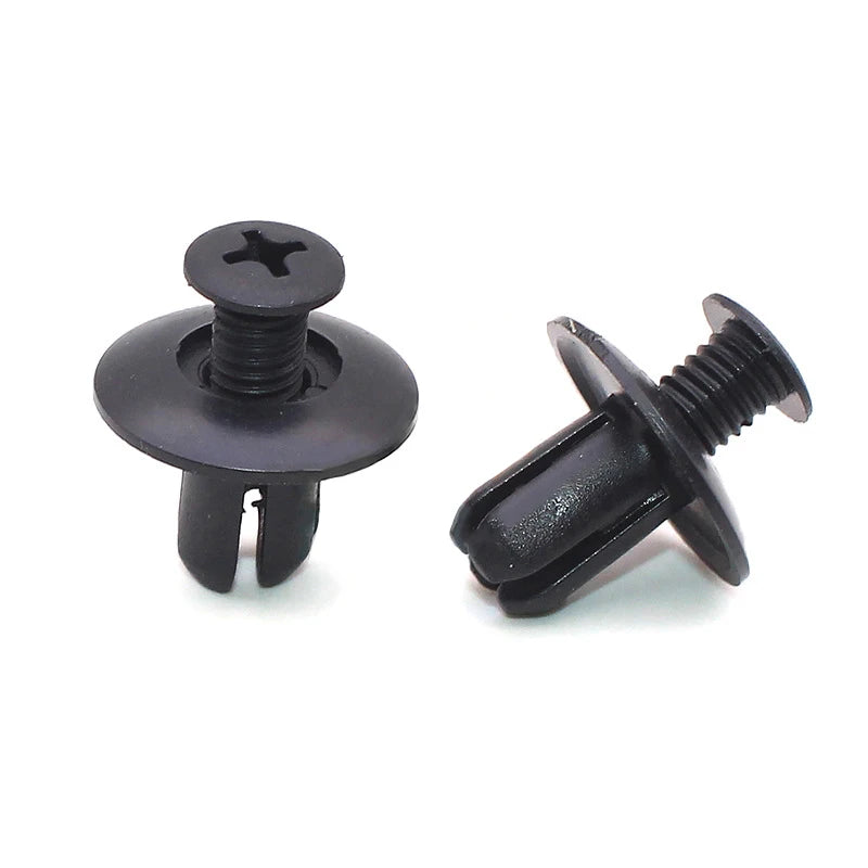 100pcs 8mm Plastic Rivets Fasteners Screw Car Bumper Fender Black Rivet Car Fastener Clips For Toyota Focus Kia Nissan Yamaha