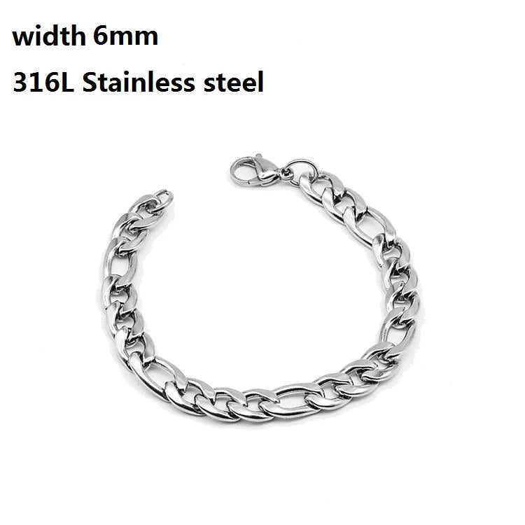 316L Stainless Steel Cuban Chain Bracelet for Men Women Figaro Vintage Metal Viking Kpop Pulseras Emo Cute Luxury Jewelry Gift