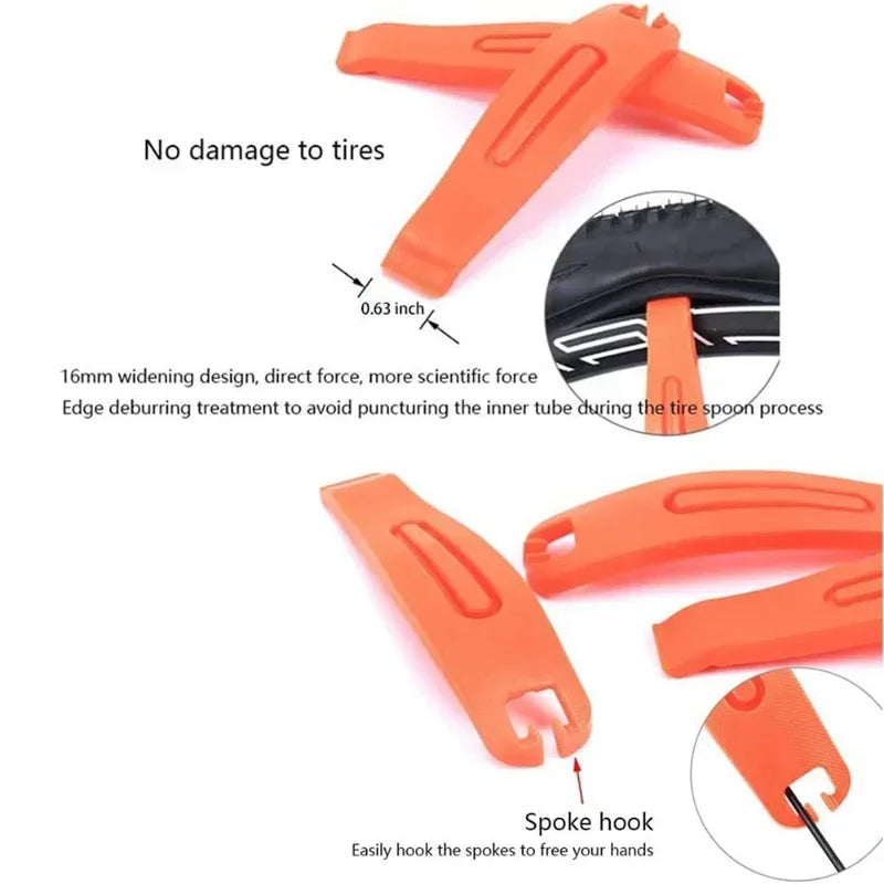 3Pcs Bicycle Tyre Tire Lever Ultralight Nylon Bike Tire Pry Bar Mountain Bike Tire Change Rim Spoon Cycling Crowbar Removal Tool