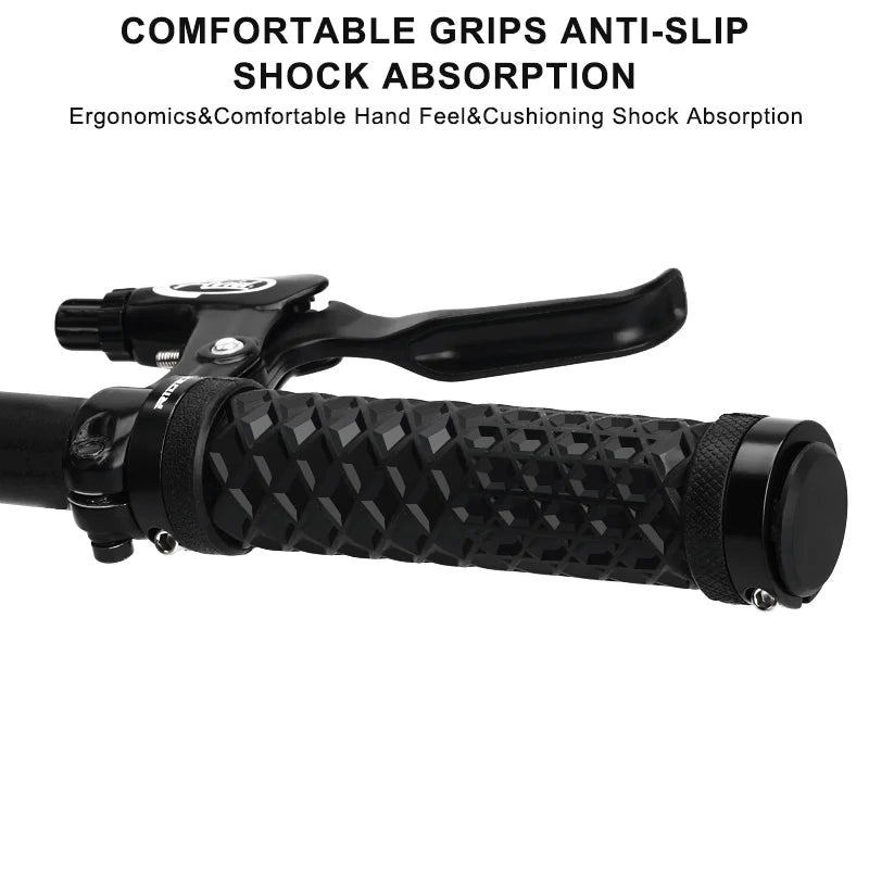RIDERACE Bicycle Handlebar Grips Soft Rubber MTB Mountain Bike Lock on Handle Bar Cover Shockproof Anti-Slip Ergonomic Cycling