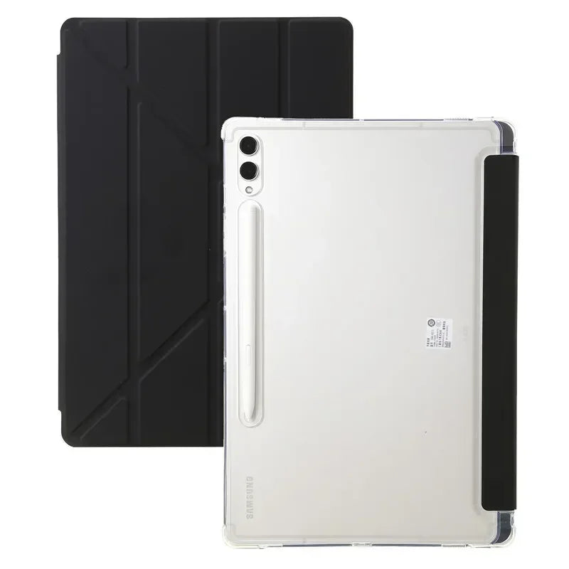 For Samsung Tab S9 Plus Case 12.4" Acrylic Clear Hard Back Stand Smart Cover For Galaxy Tab S9 FE S10 Plus Case With Pen Holder