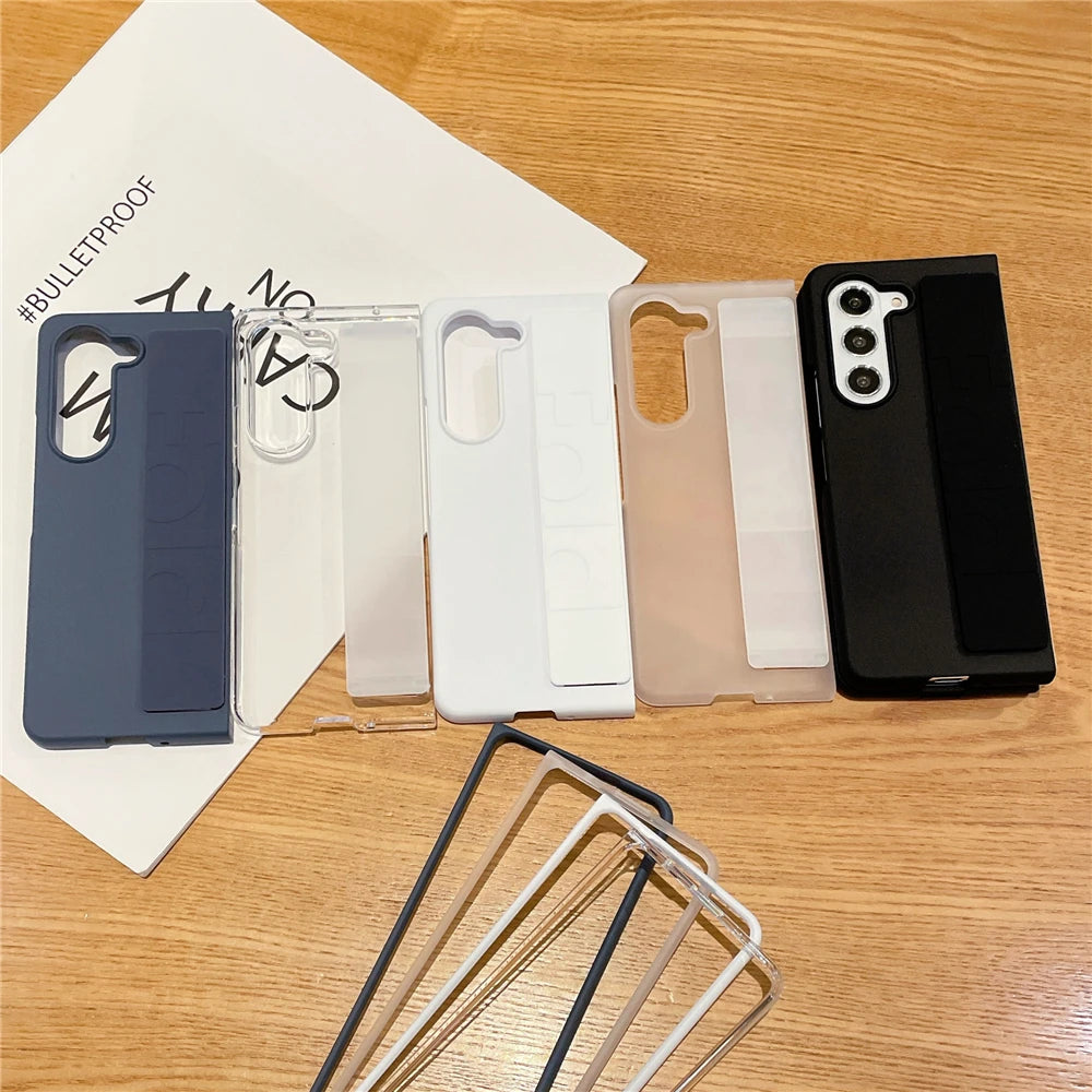 Luxury Soft Silicone Wrist Strap Bracket Phone Case For Samsung Galaxy Z Fold 6 5 4 3 ZFold 3 Cases Ultra Thin Matte Hard Cover