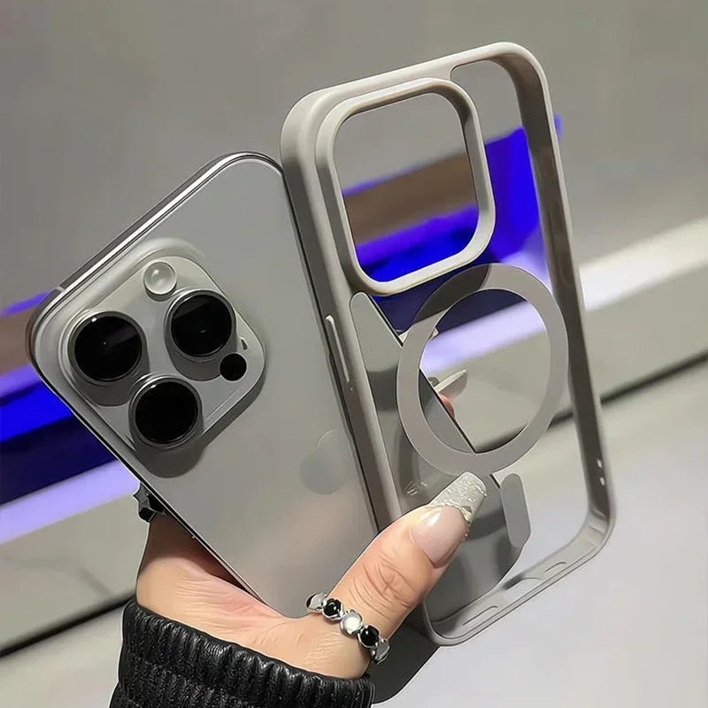 New Black Transparent Magsafe Magnetic Case For iPhone 16 15 14 13 12 11 Pro Max Wireless Charging Acrylic Hard Protect Cover