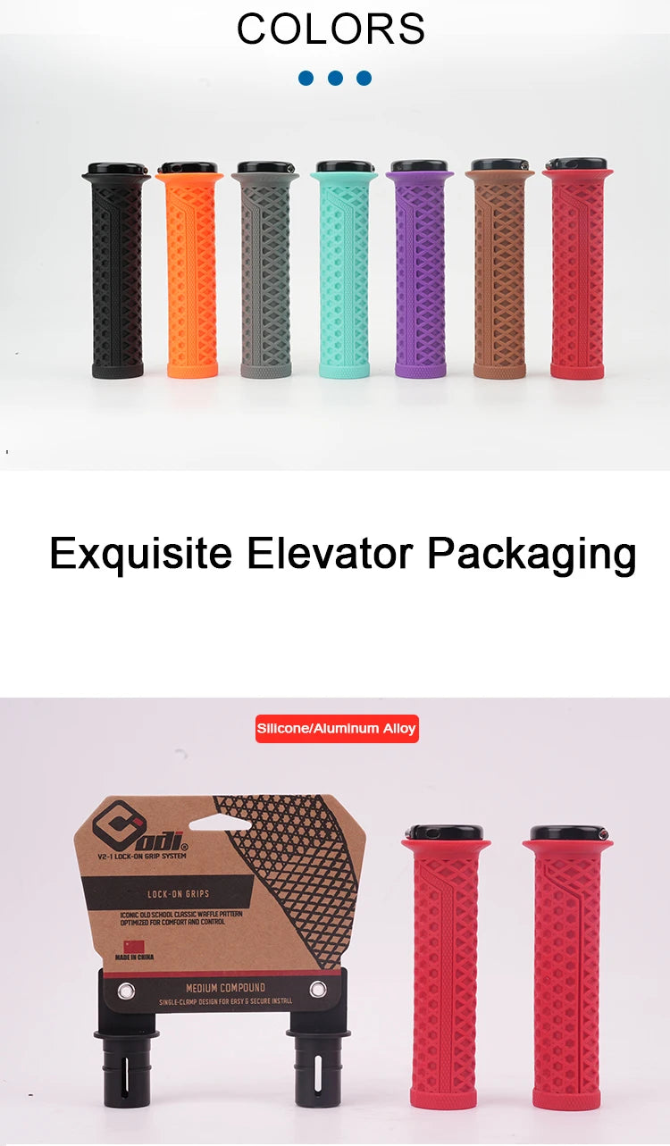ODI VS-21 MTB Handlebar Grips Silicone Lock-On Bicycle Cover Updated Waffle Pattern Anti-slip Shock Absorption Handle Parts