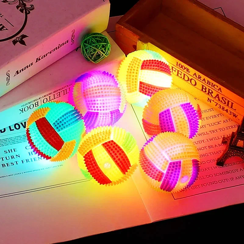 Luminous Elastic Activation Sound Ball Toys Massage Ball with Whistle Dog Cats Chew Bouncy Ball Soccer Glowing Children Pet Toys
