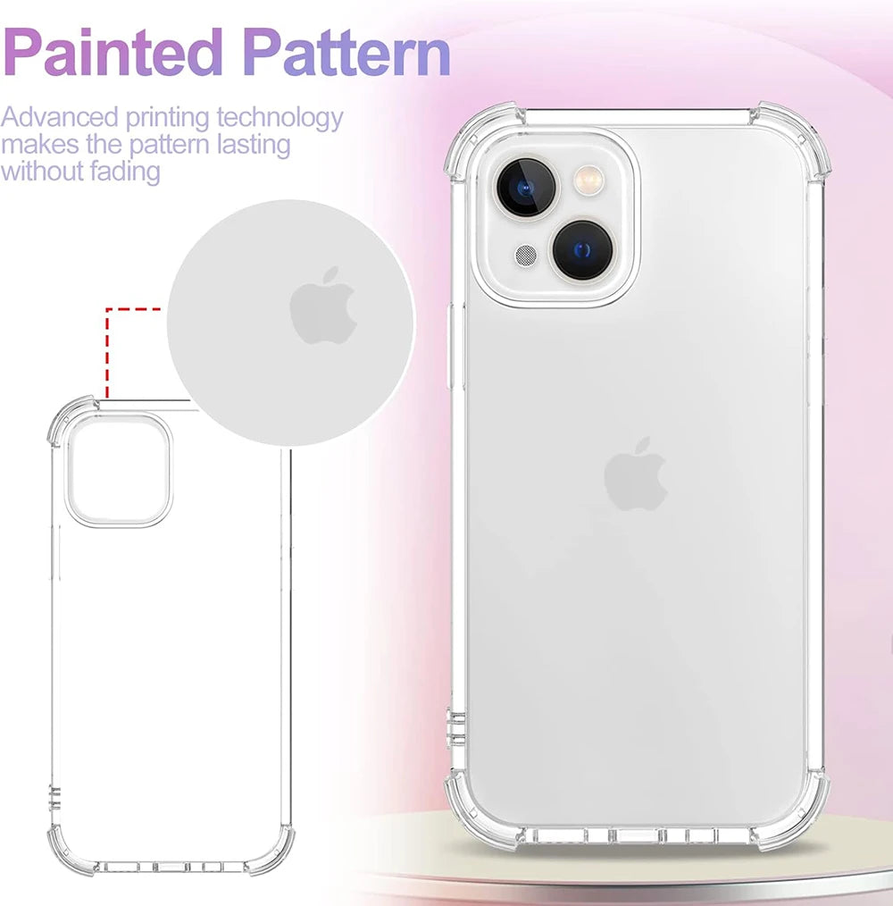 Shockproof Case For iPhone 15 14 13 12 11 Pro Max Ultra Thin Silicone Soft Clear Case For Apple 13 12 Mini 15 14 Plus Cover 11