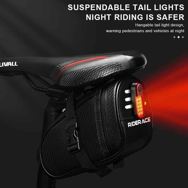 RIDERACE Bicycle Saddle Bag Small Waterproof Storage Black Reflective For MTB Road Mountain Bike Seat Tail Rear Tool Pouch Bag