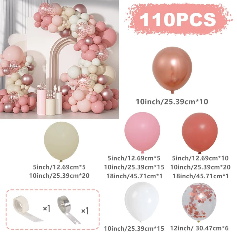 Blush Retro Pink Ivory White Balloons Garland Arch Kit for Birthday Party Wedding Baby Shower Decorations Party Supplies