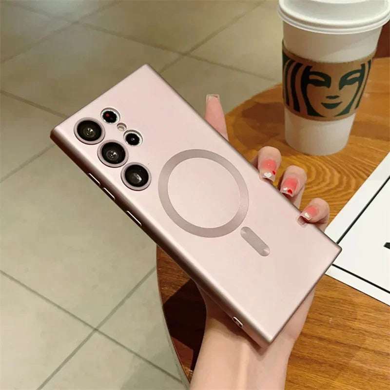 Luxury For MagSafe Magnetic Wireless Charging Case For Samsung Galaxy S24 S23 S22 S21 Ultra Fe Plus Lens Protective Back Cover