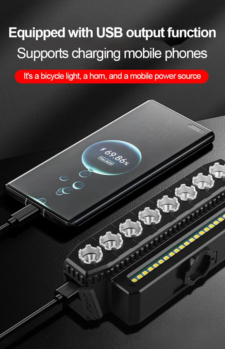 New USB Charging MTB Headlight Bicycle Light LED Waterproof Cycling Lamp Flashlight Cycling Horn Bike Light Front light bicycle