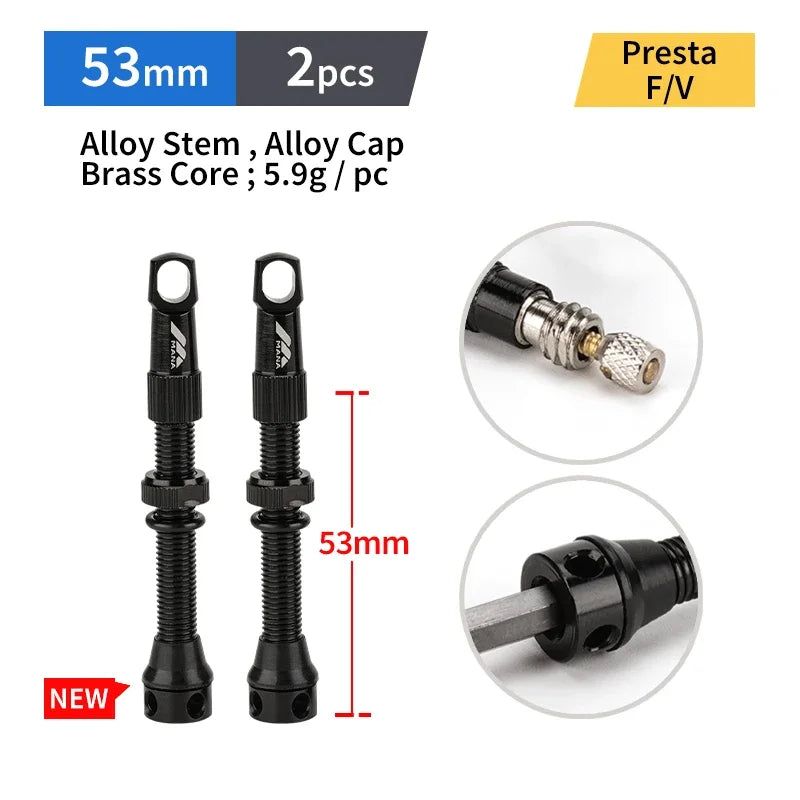 MANA 1Pair Bicycle Presta Valve 40/53/63/78/100mm 7075 Aluminum Alloy For Tubeless Road/MTB/Gravel Bike-ELITEWHEELS Valve